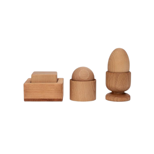 Set de equilibrio y encaje: esfera, huevo y cubo