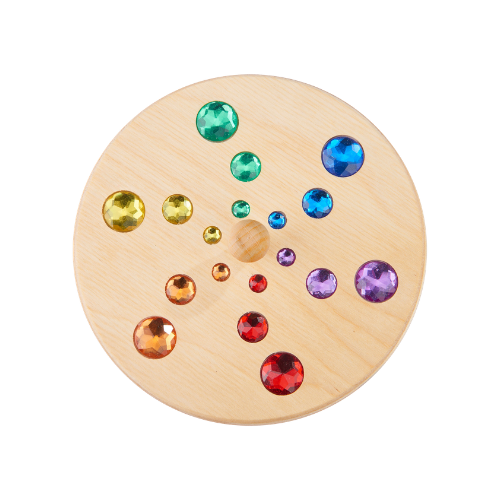 Baldufa de fusta amb brillantors de color