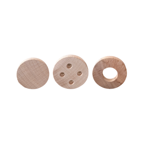 Discos y botones de madera